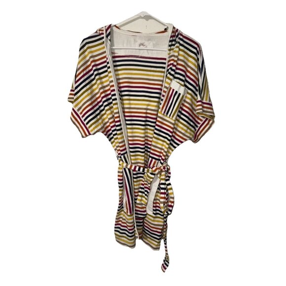 Anthropologie Lilka Rainbow Striped Hooded Robe with Tie Size M/L - Picture 1 of 4